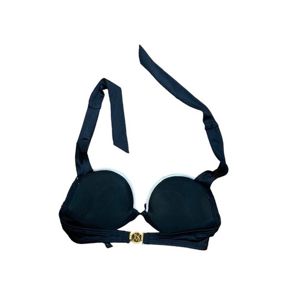 VICTORIA’S SECRET Black Swim Top With Embellishments, Size 32B - Picture 2 of 5